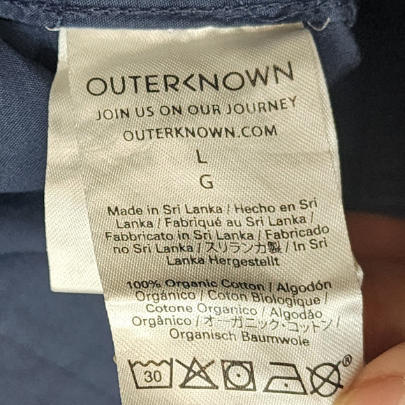 Outerknown Mens Large Button Down Shirt Navy Blue Style 2320093 NWT - Picture 6 of 7